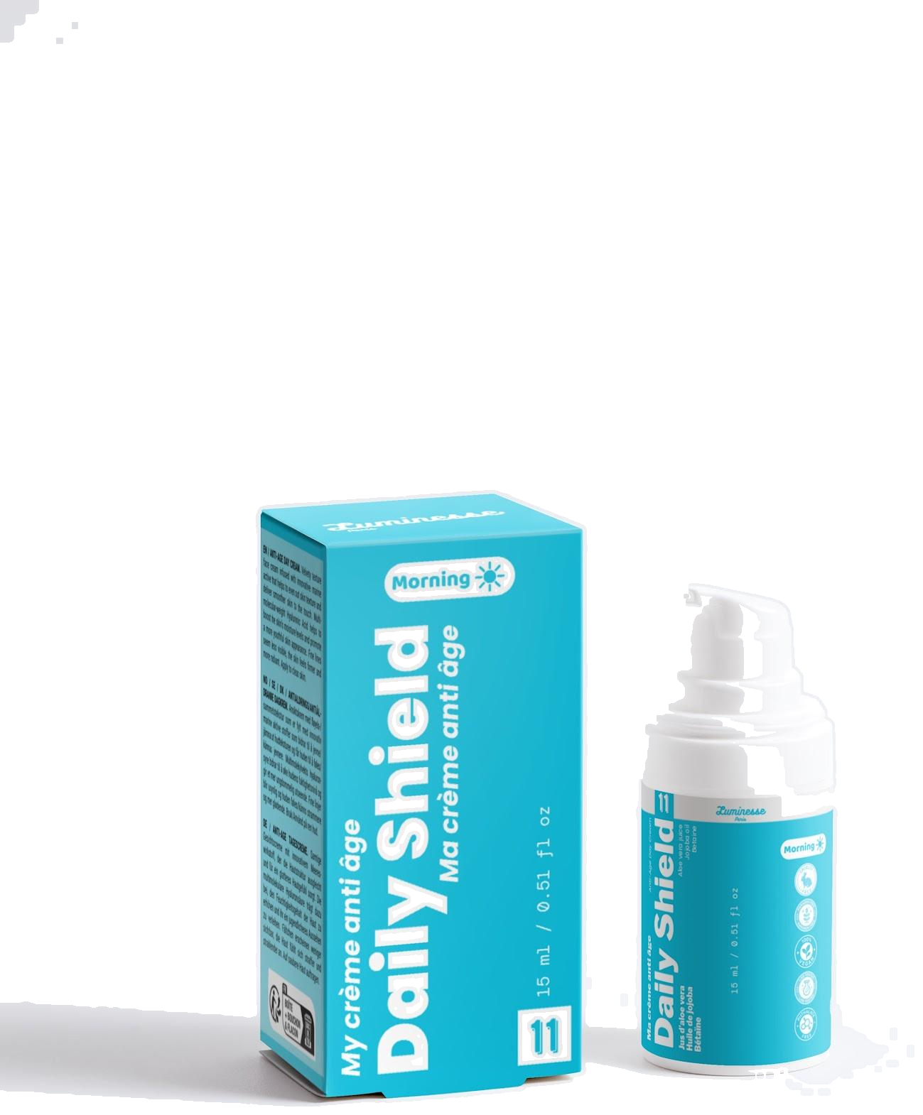 Anti-Age Day Cream Luminesse Paris, packshot studio sur fond transparent