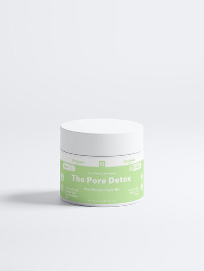 Photo produit de Pore Detox de Luminesse Paris, masque purifiant pour le visage à l’argile. Ce visuel du soin est utilisé dans la routine Quintet Pore Detox aux côtés de Silk Cleanse, Dew Mist, Aqua Surge et Golden Hour. Pore Detox cible notamment les pores visibles et l’excès de sébum.