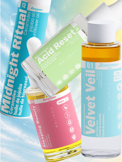 Illustration de Night Repair Ritual, la routine de soins visage du soir de Luminesse Paris.